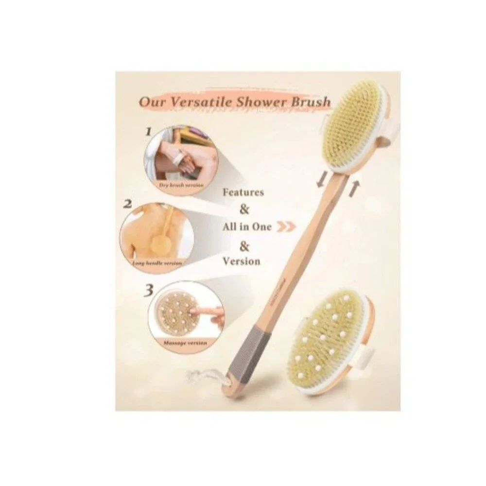 Dry Brushing Body Brush, POPCHOSE Body Scrubber for Men Women, Back Scrubber